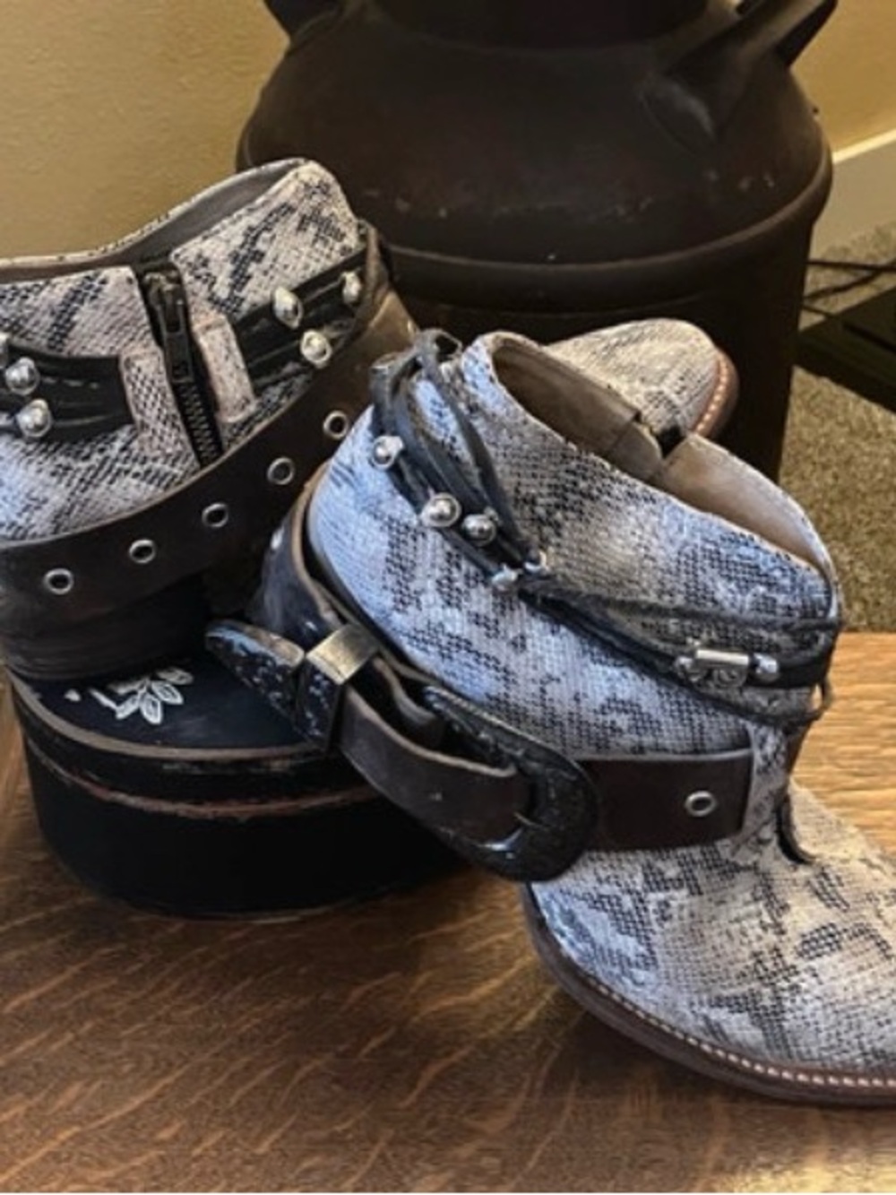 Freebird “Saloon” Snake-Print Ankle Boots  -Women’s Sz 12